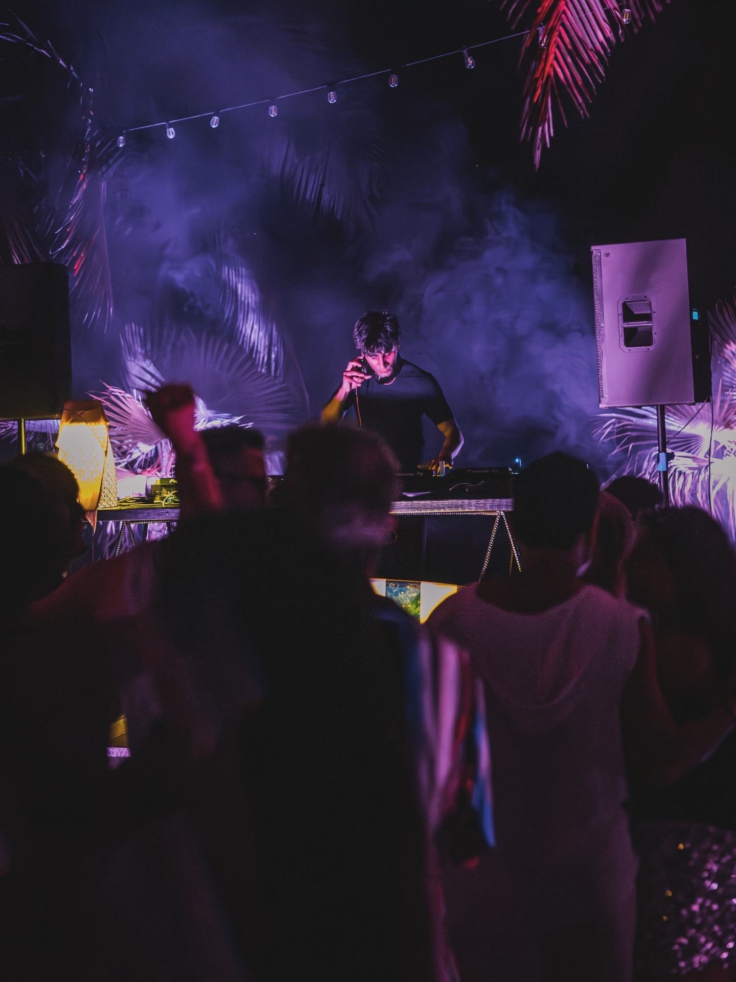 The dance floor at an Armaan Damani set in San Diego, seen from within the crowd