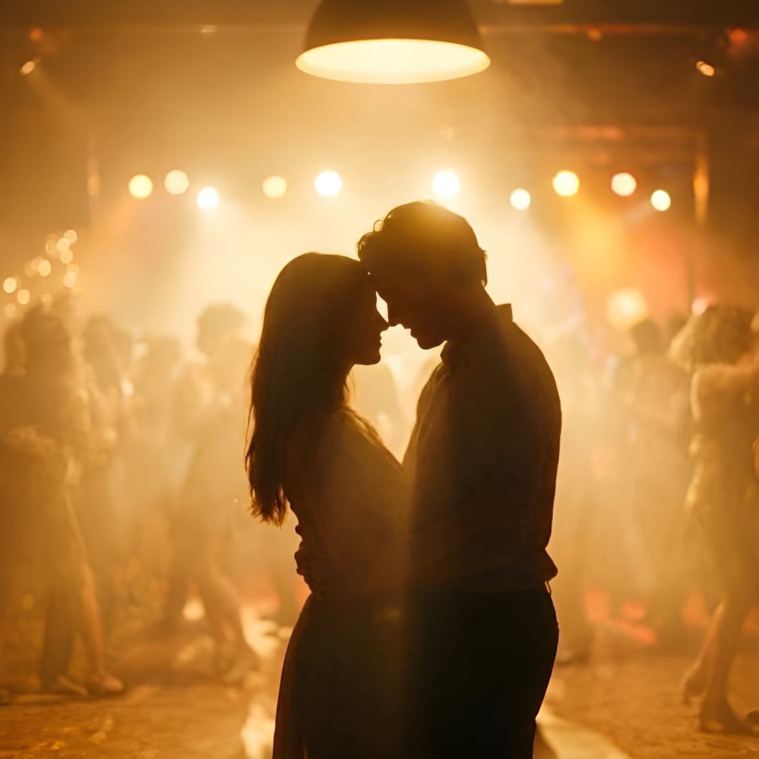 Single artwork for Just For One Night by Armaan Damani: two figures close together on a crowded dance floor