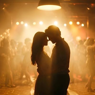 Single artwork for Just For One Night by Armaan Damani: two figures close together on a crowded dance floor